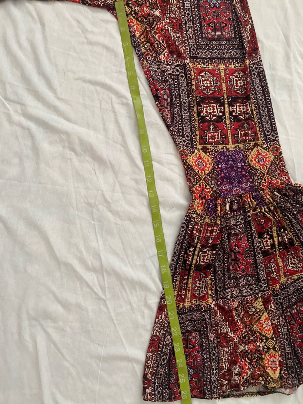 Patchwork Wide-Leg Ruffle Hem Jumpsuit — Red Multi - Picture 3 of 6